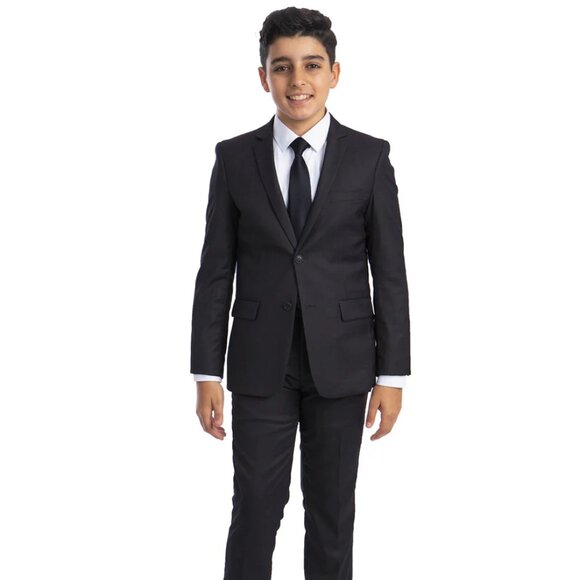 Boys Perry Ellis 2 Button Vested Wedding Suit in Charcoal Grey - Picture 1 of 2